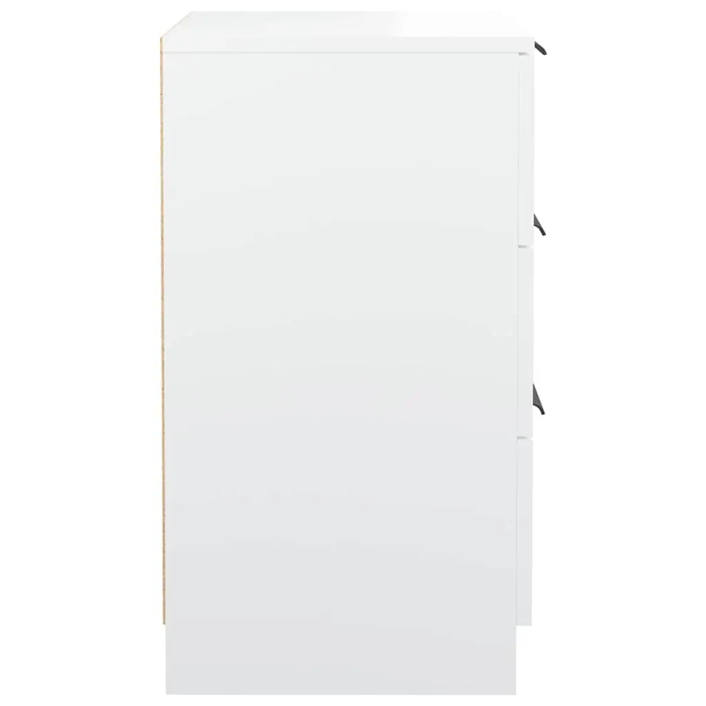 White Bedside Cabinet with Three Drawers