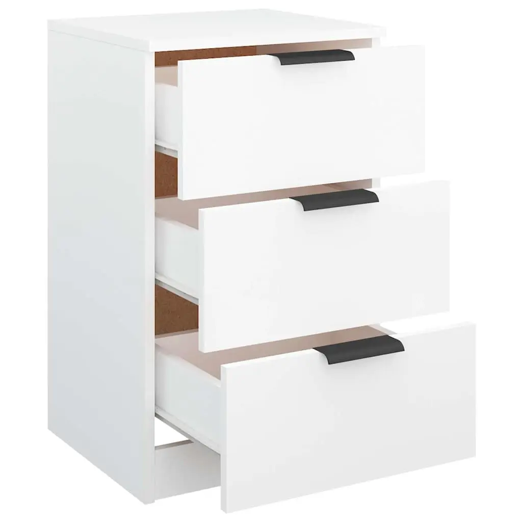 White Bedside Cabinet with Three Drawers