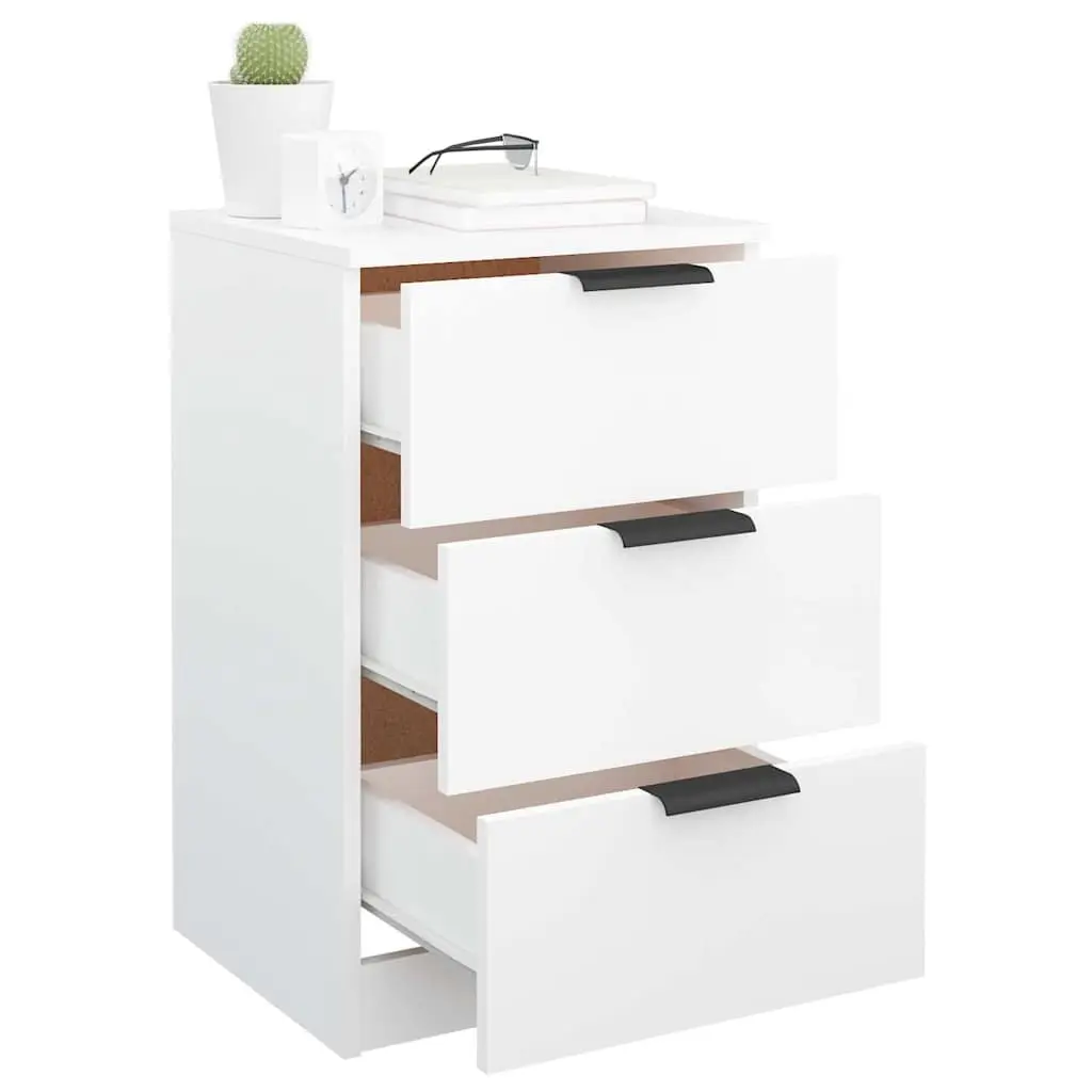 Bedside Cabinets 2 pcs White Bedroom Storage Drawers Nightstand 40x36x65 cm