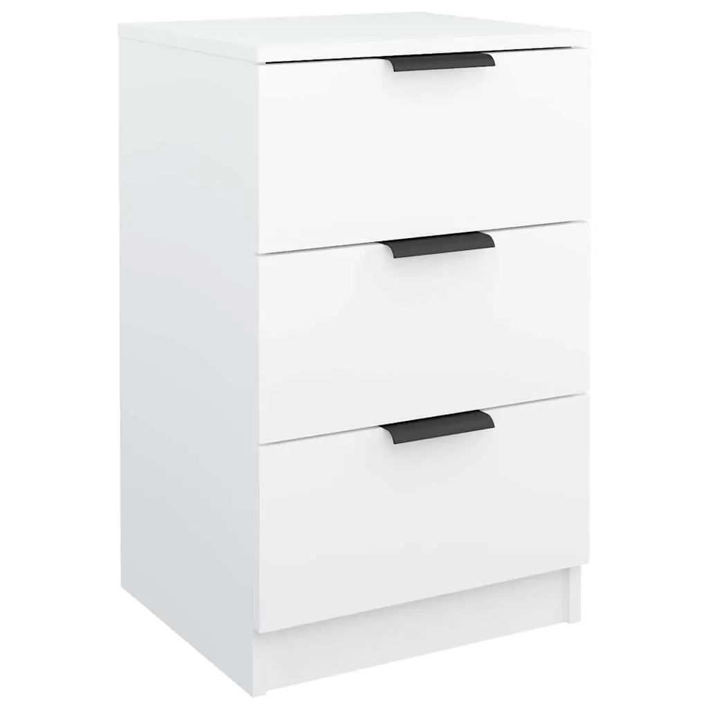 Bedside Cabinets 2 pcs White Bedroom Storage Drawers Nightstand 40x36x65 cm