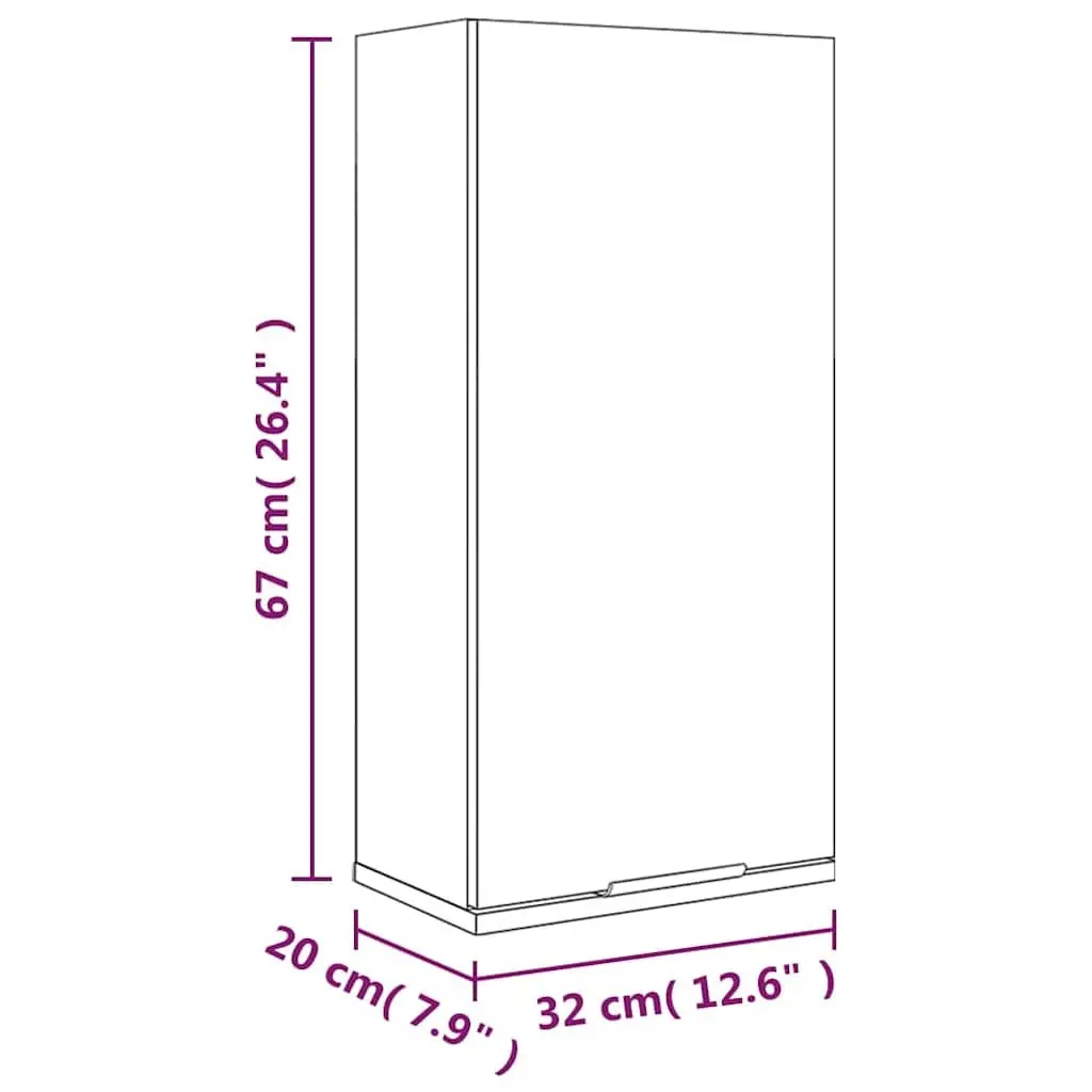 Wall-Mounted Bathroom Cabinet White Storage Unit 32x20x67cm