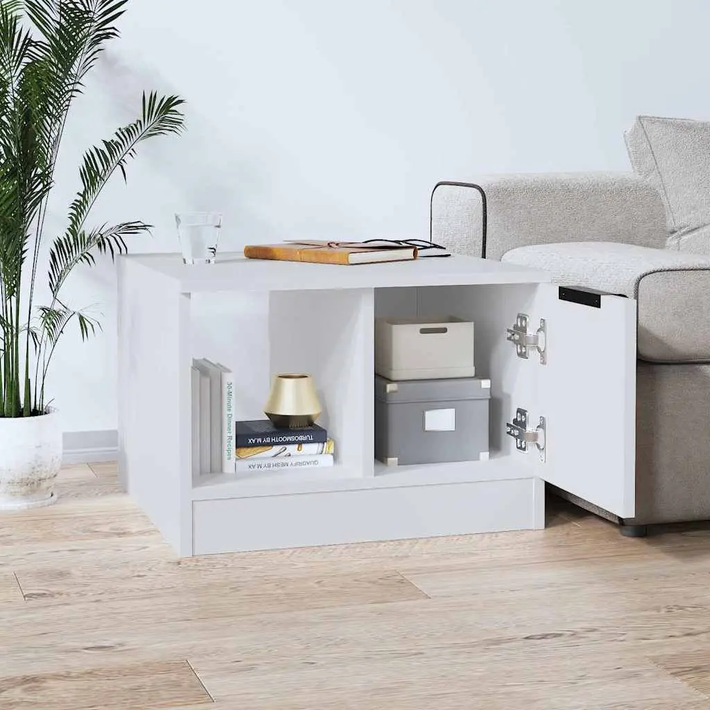 White Coffee Table with Storage Compartments