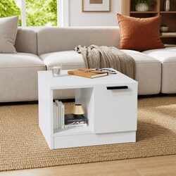 Elegant High Gloss White Coffee Table with Storage