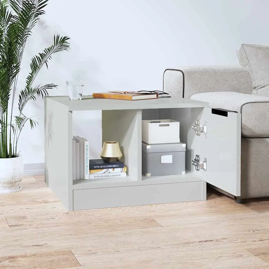 High Gloss White Coffee Table with Storage