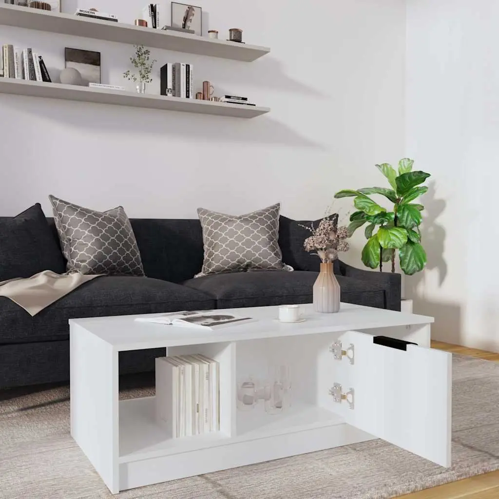 White Coffee Table with Ample Storage