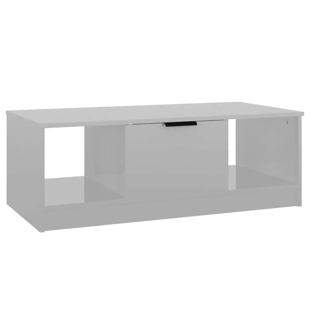 High Gloss White Coffee Table with Storage Compartment