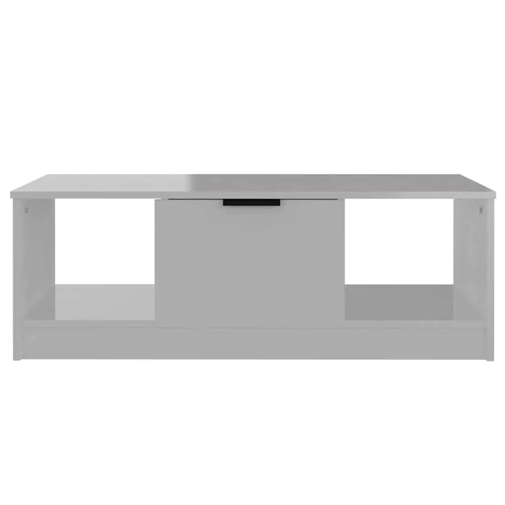 High Gloss White Coffee Table with Storage Compartment