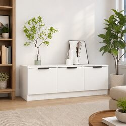 Stylish White TV Cabinet 102x35x36.5 cm Engineered Wood