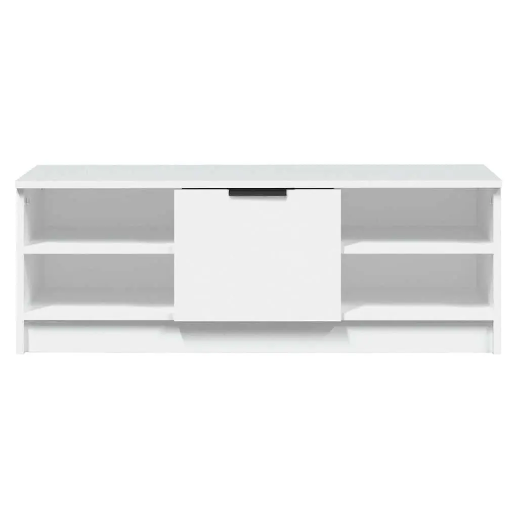 White Engineered Wood TV Cabinet for Media Storage