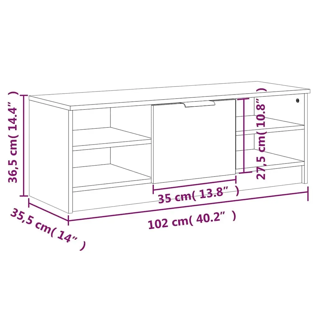 White Engineered Wood TV Cabinet for Media Storage