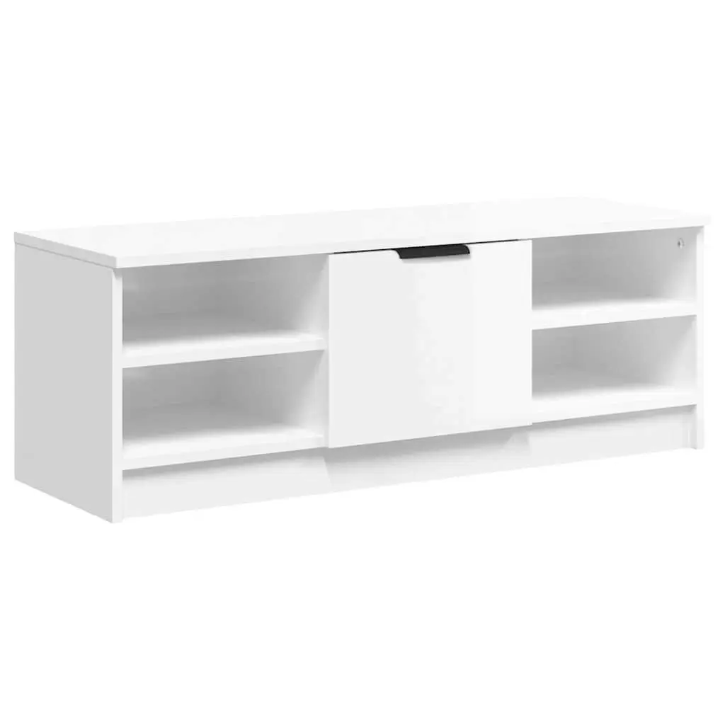 TV Cabinet White High Gloss Engineered Wood Storage Unit Media Console Furniture