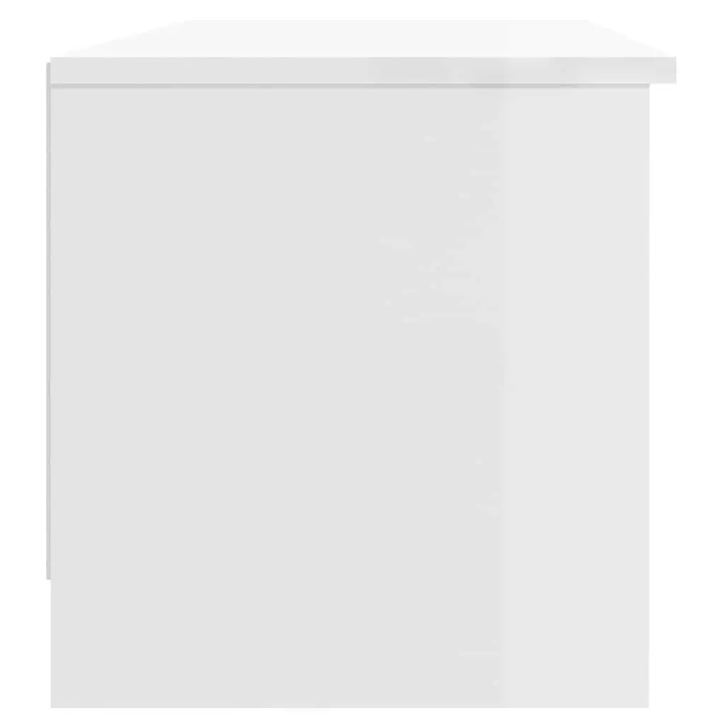 TV Cabinet White High Gloss Engineered Wood Storage Unit Media Console Furniture
