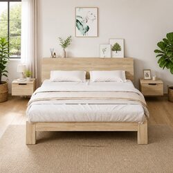 Stylish Brown Oak Floating Wall-Mounted Bedside Cabinet