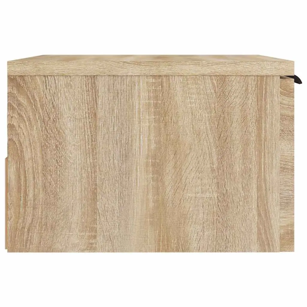 Brown Oak Floating Wall-Mounted Bedside Cabinet