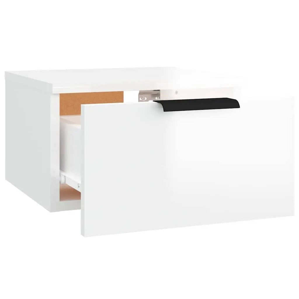 Wall-mounted Bedside Cabinets 2 pcs White Floating Storage Shelf Organiser