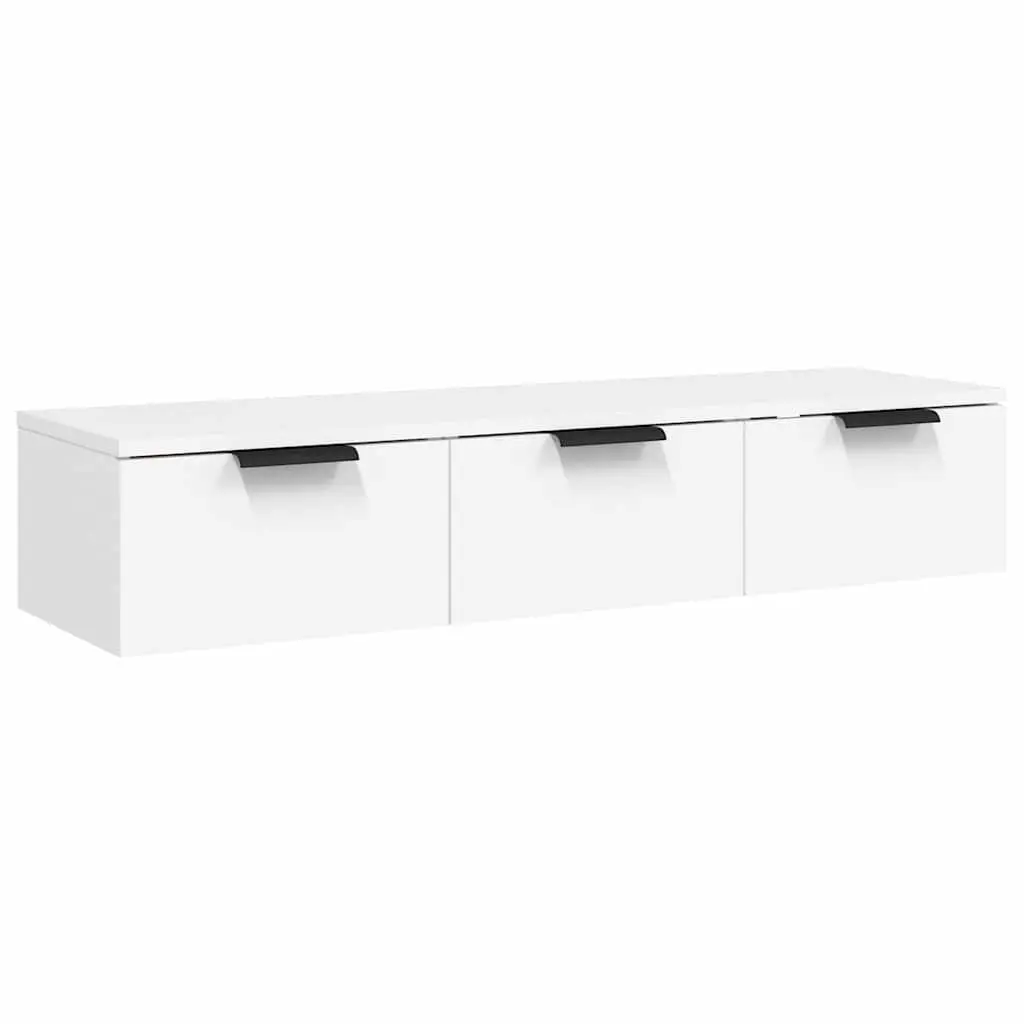 Wall Cabinet White Floating Storage Engineered Wood Shelf Hanging Cupboard 102cm