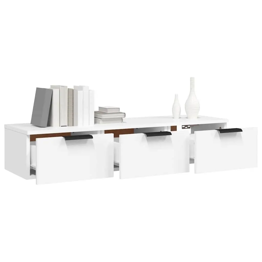 Wall Cabinet White Floating Storage Engineered Wood Shelf Hanging Cupboard 102cm