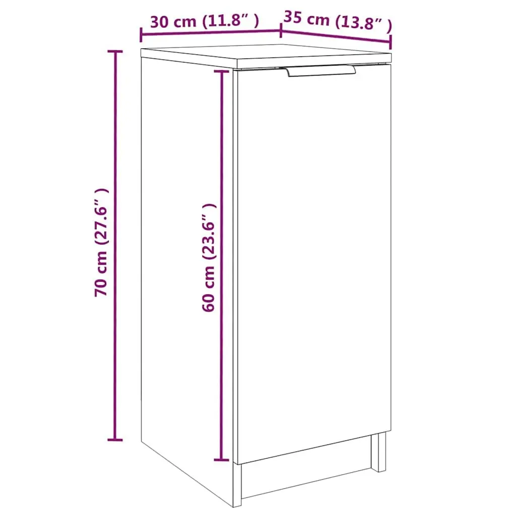 White Shoe Cabinet 30x35x70 cm Engineered Wood