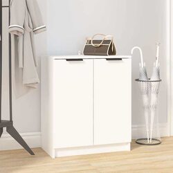 Durable White Shoe Cabinet with 2 Doors, 59x35x70cm