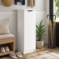 Sturdy White Shoe Cabinet with Ample Storage Options