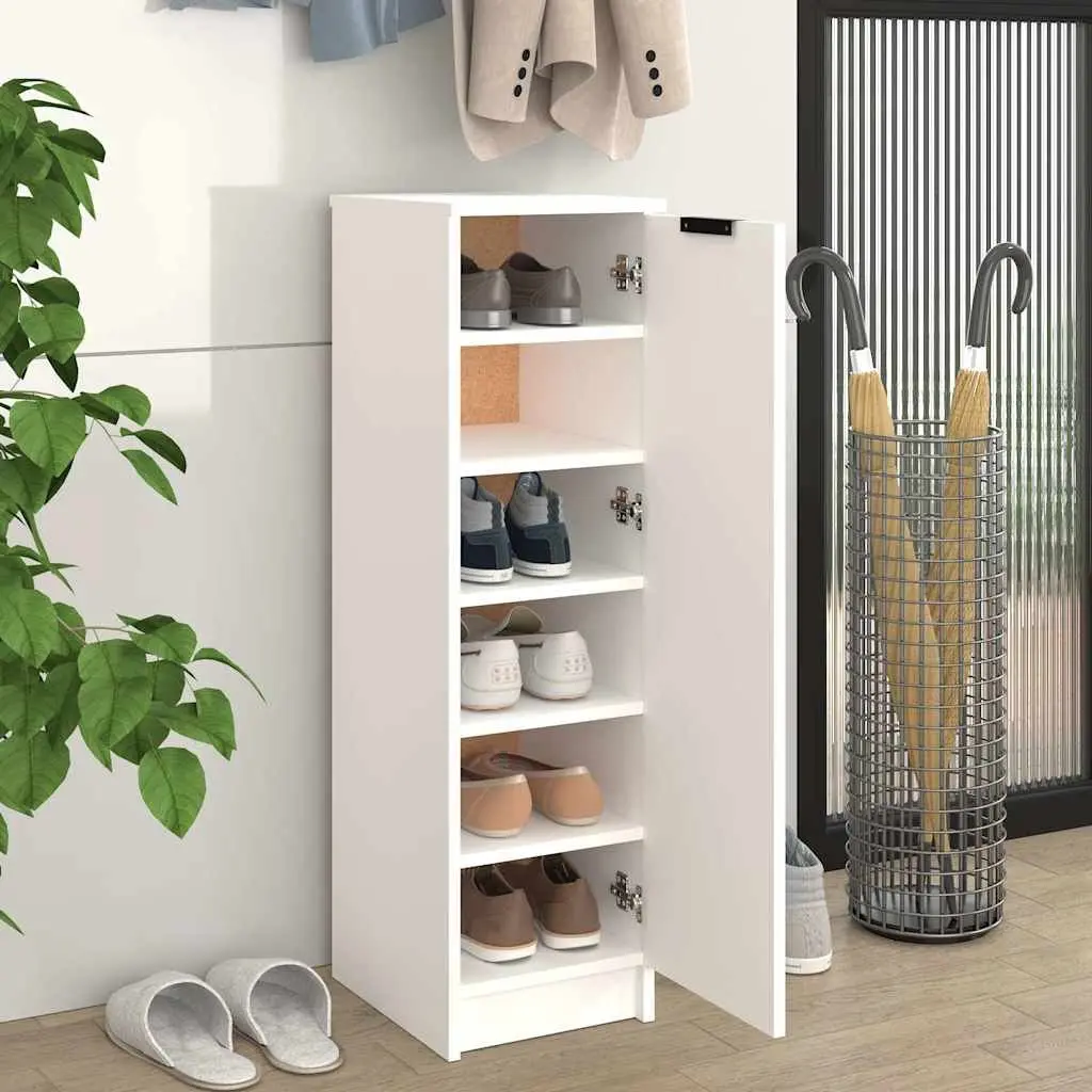 White Shoe Cabinet with Ample Storage Options