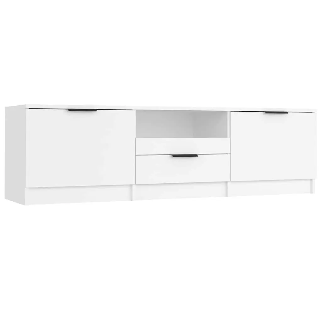 White Modern TV Cabinet with 3 Storage Compartments