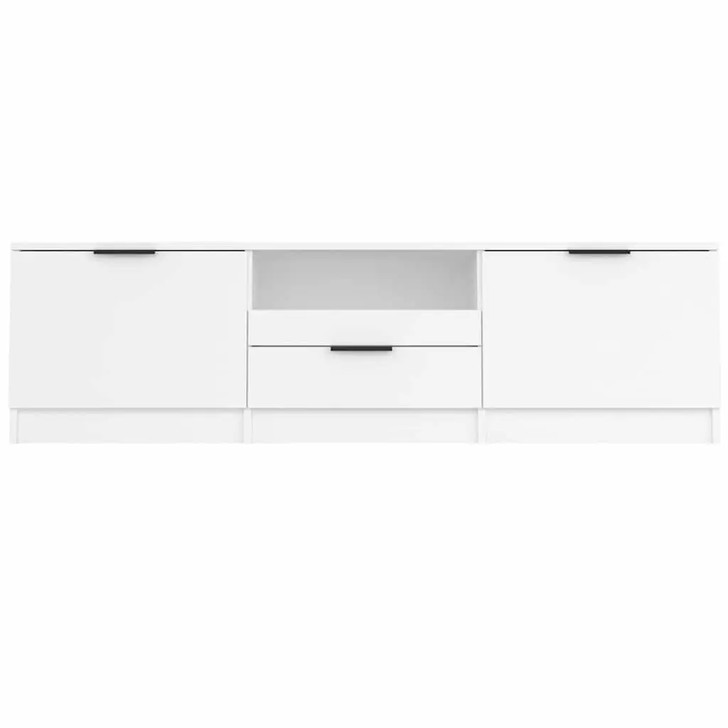 White Modern TV Cabinet with 3 Storage Compartments