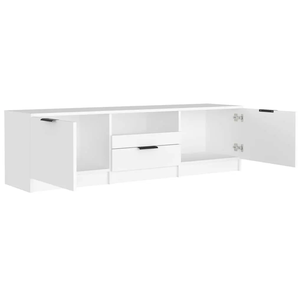 White Modern TV Cabinet with 3 Storage Compartments