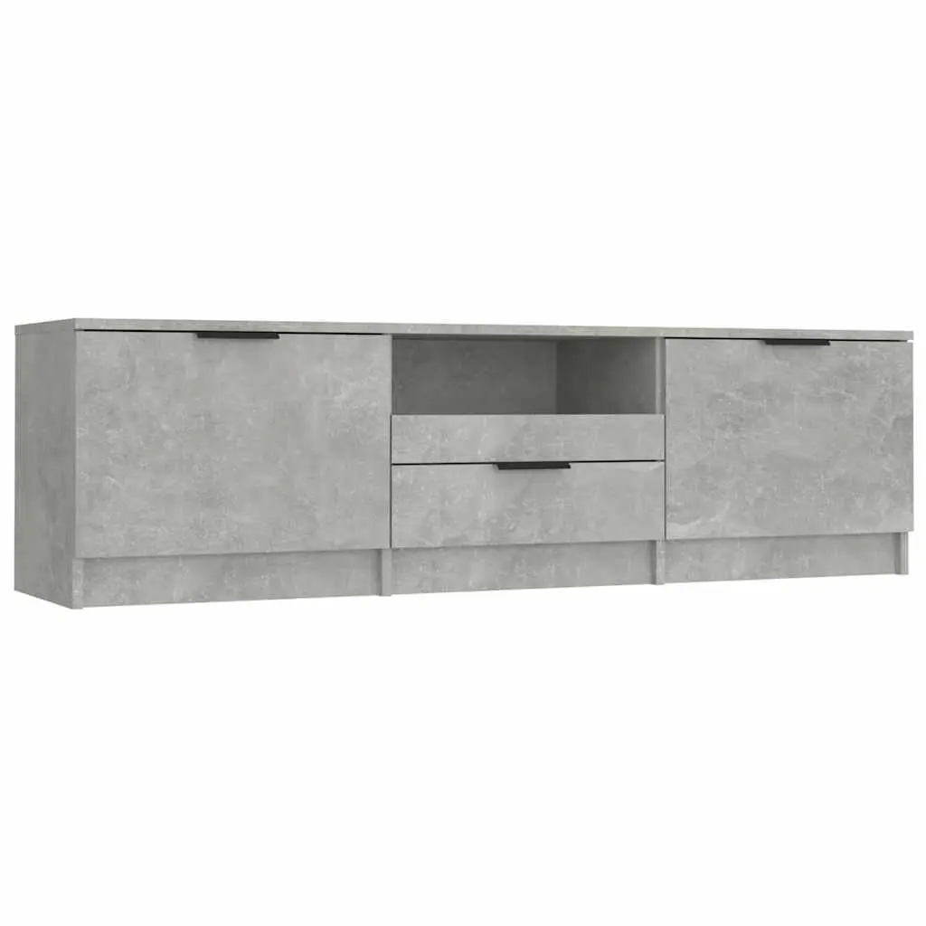 Grey Engineered Wood TV Cabinet with Three Compartments