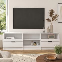 Stylish White Engineered Wood TV Cabinet with Storage
