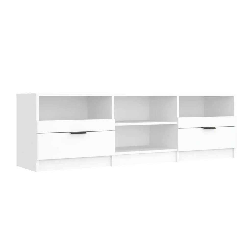 White Engineered Wood TV Cabinet with Storage