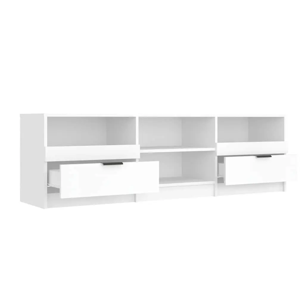 White Engineered Wood TV Cabinet with Storage