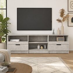 Sturdy Grey Engineered Wood TV Cabinet with Drawers