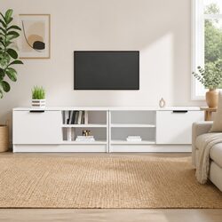 Sturdy White TV Cabinet with Ample Storage and Style