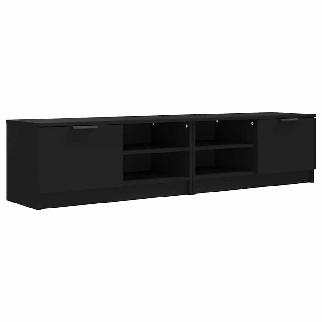 TV Cabinets 2 pcs Black Engineered Wood Storage Unit Media Stand Shelves