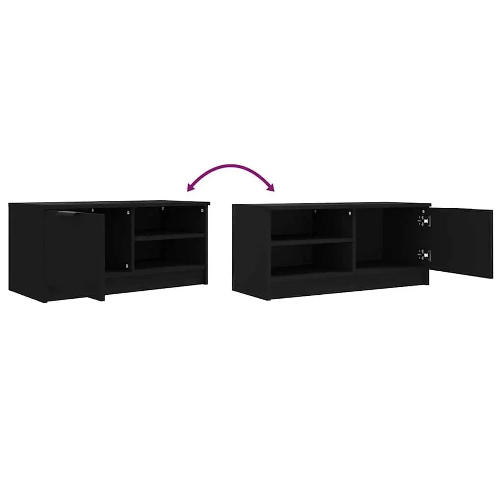 TV Cabinets 2 pcs Black Engineered Wood Storage Unit Media Stand Shelves