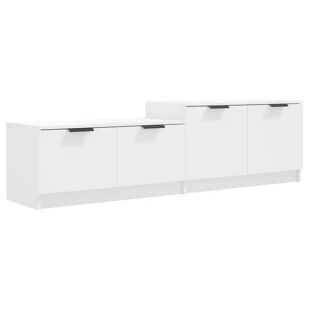 TV Cabinet Engineered Wood 158.5 x 36 x 45 cm White Storage Unit with Doors and Compartments