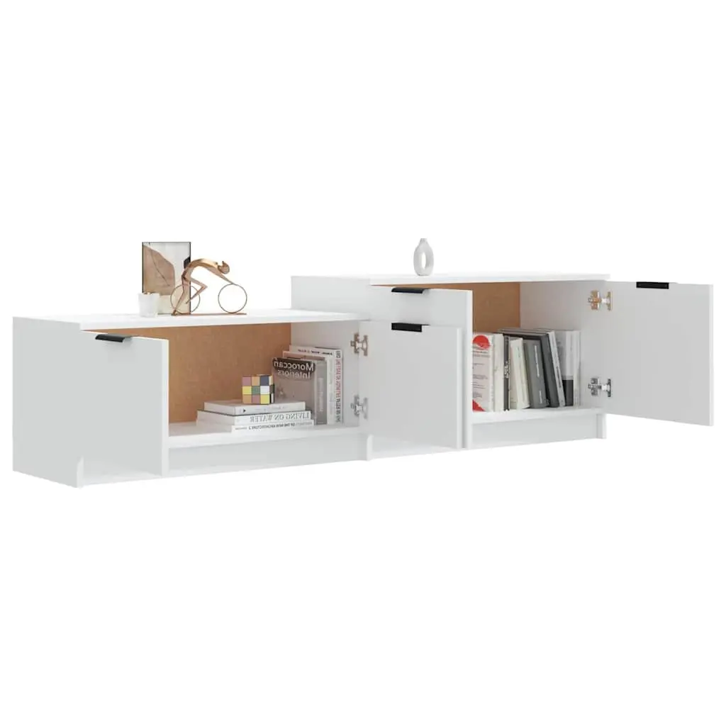 TV Cabinet Engineered Wood 158.5 x 36 x 45 cm White Storage Unit with Doors and Compartments
