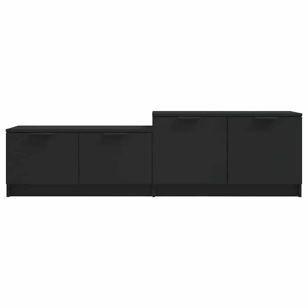 TV Cabinet Engineered Wood 158.5 x 36 x 45 cm Black Storage Unit with Doors and Compartments for Living Room Media