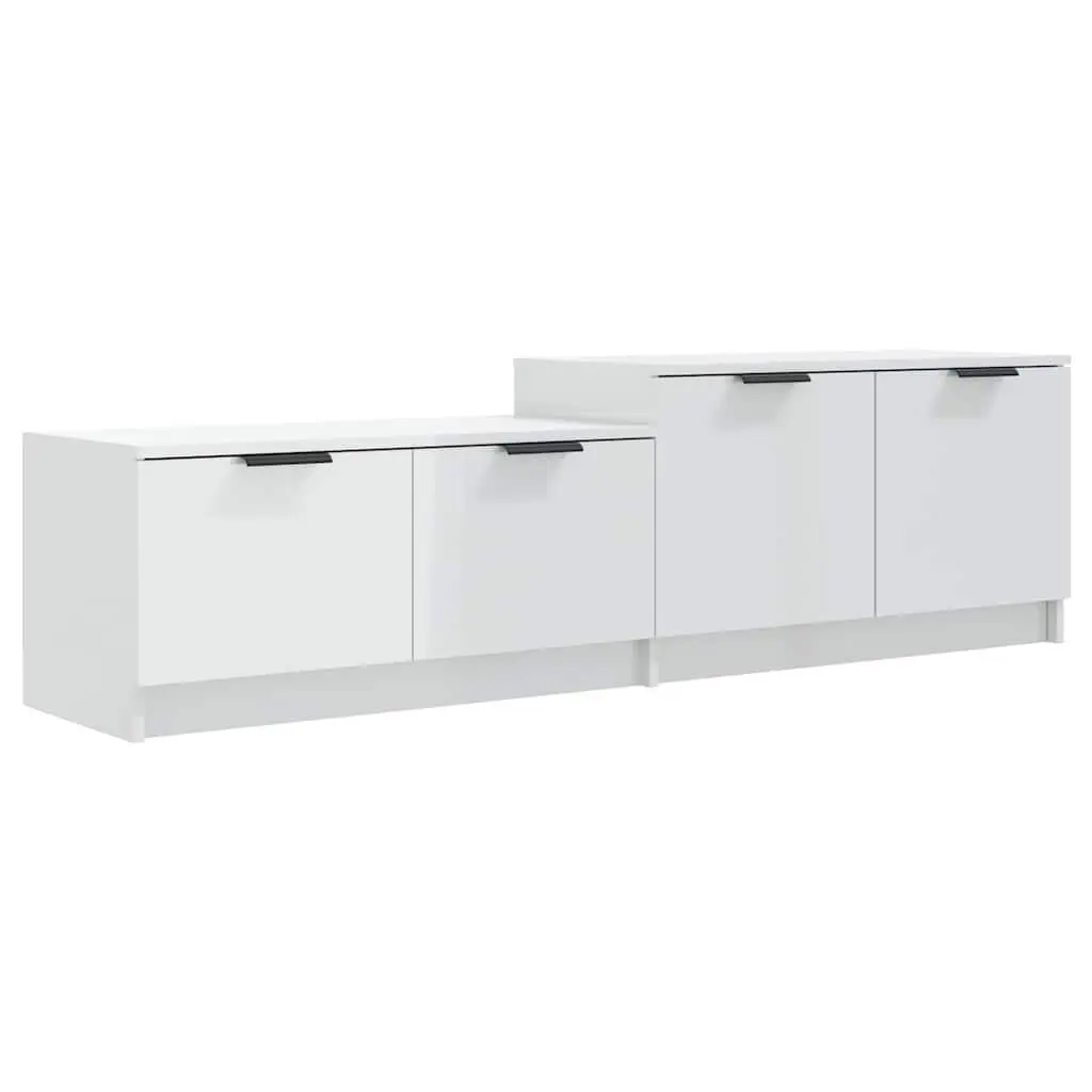 TV Cabinet Engineered Wood 1585 x 360 x 450 mm White High Gloss Modern Storage Unit with Doors Compartments