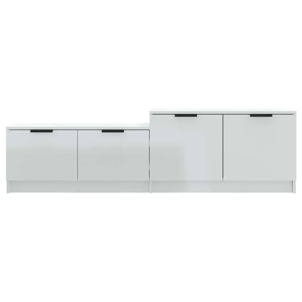 TV Cabinet Engineered Wood 1585 x 360 x 450 mm White High Gloss Modern Storage Unit with Doors Compartments