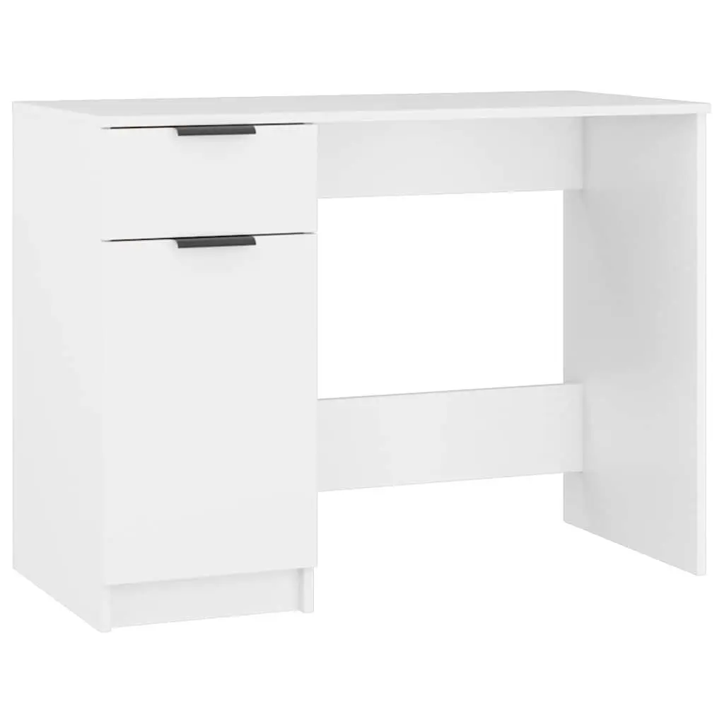 White Engineered Wood Computer Desk with Storage