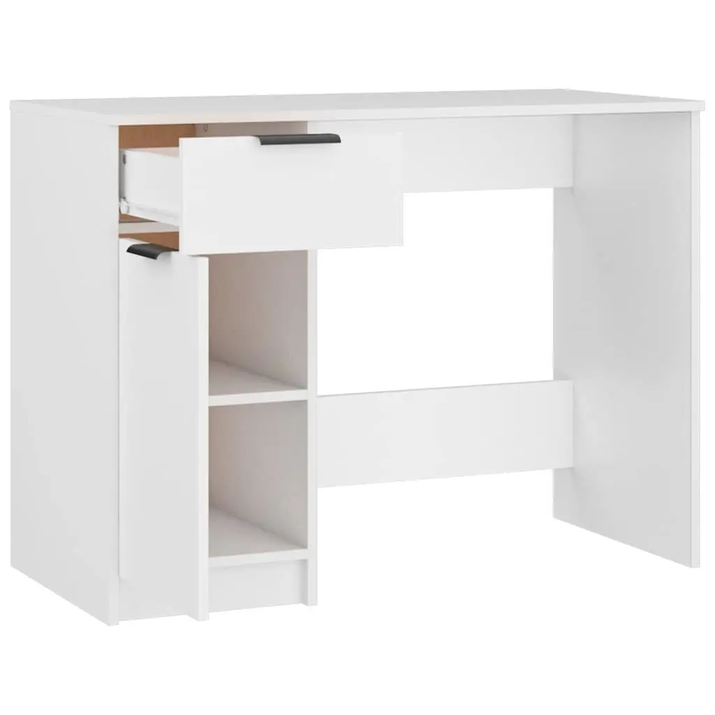 White Engineered Wood Computer Desk with Storage