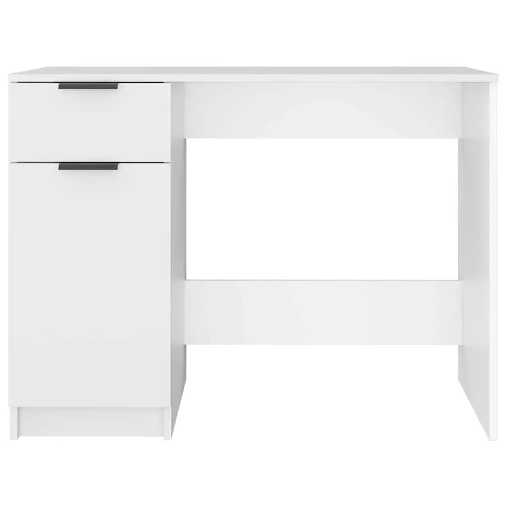 White Engineered Wood Computer Desk with Storage