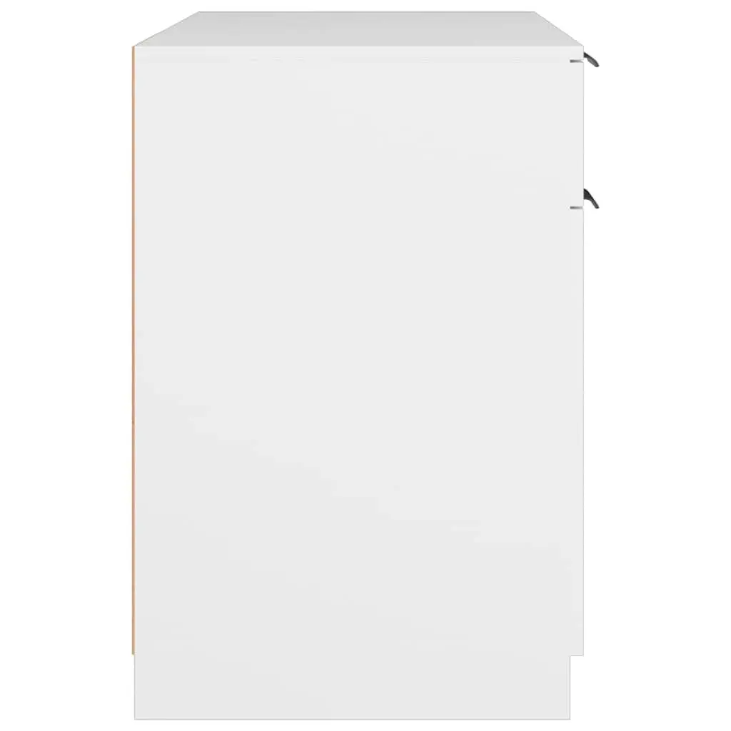 White Engineered Wood Computer Desk with Storage