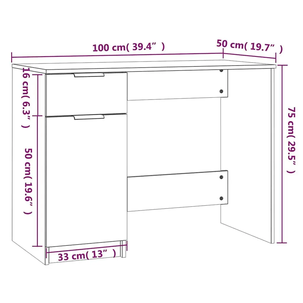 White Engineered Wood Computer Desk with Storage