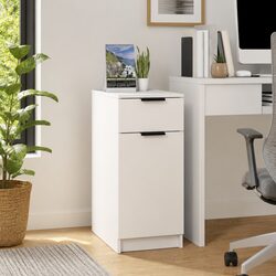 Stylish White Desk Cabinet for Home Office Storage