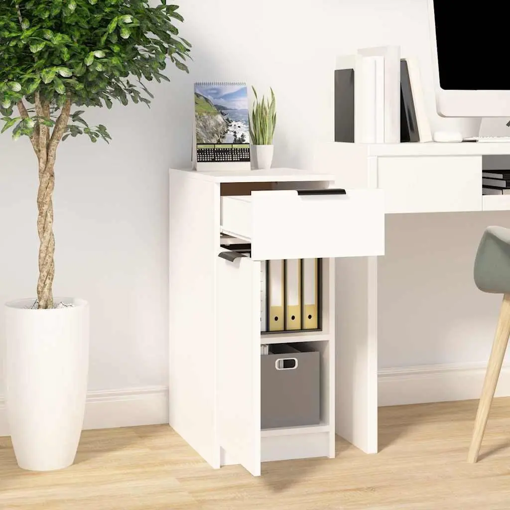 White Desk Cabinet for Home Office Storage