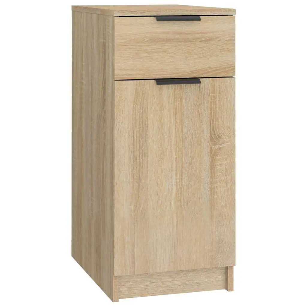 Brown Engineered Wood Desk Organizer with Drawer and Compartments