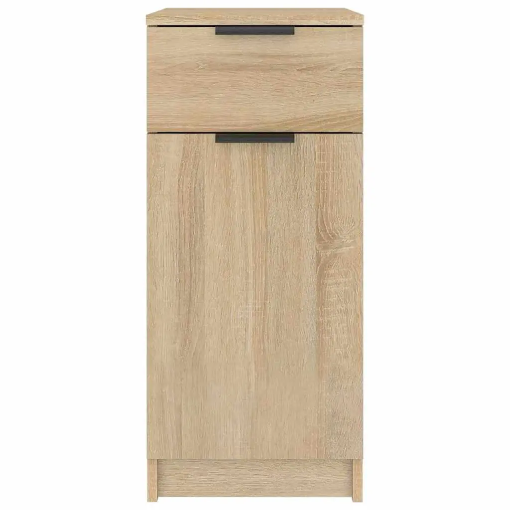 Brown Engineered Wood Desk Organizer with Drawer and Compartments